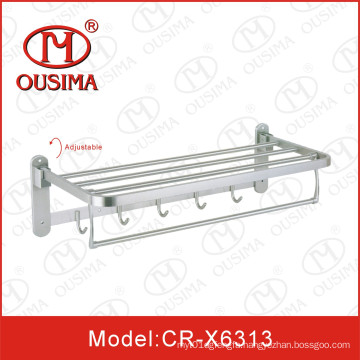 Wall Mounted Adjustable Stainless Steel Towel Rack Towel Bar with Hook Used in Bathroom